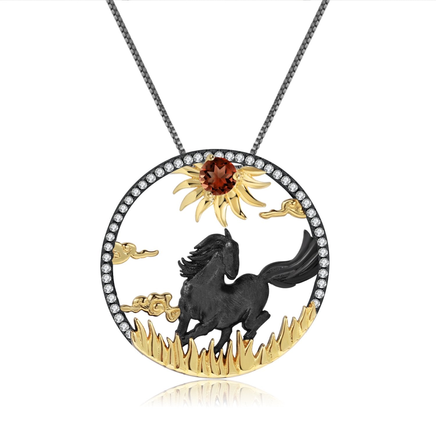 Secret Garden Natural Gemstone Necklace in 925 Sterling Silver