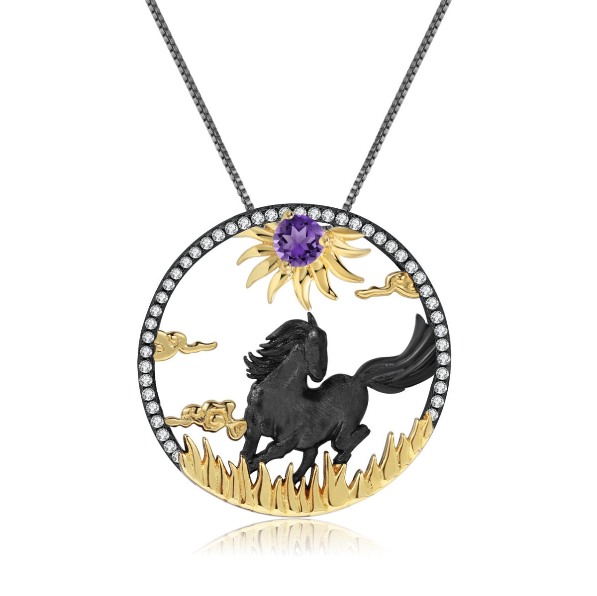 Close-up of the Natural Gemstone setting on this necklace