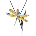 Secret Garden Designer Elegant Dragonfly Natural Topaz & 2-in-1 Necklace in 925 Sterling Silver