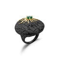 Secret Garden Designer Vintage Black Natural Gemstone Ring in 925 Sterling Silver