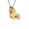 Secret Garden Designer Butterfly Amethyst & 2-in-1 Necklace in 925 Sterling Silver