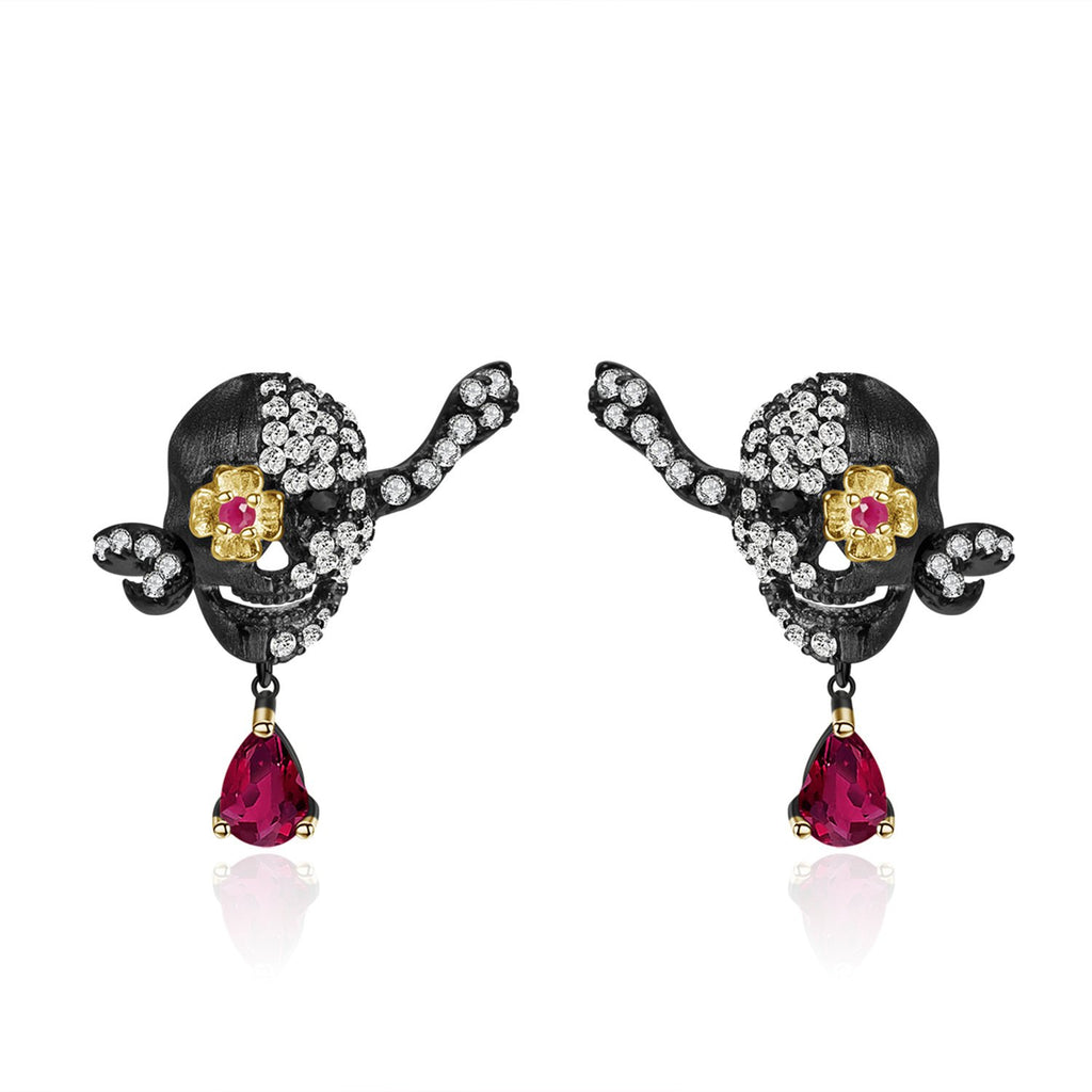 Secret Garden Designer Vintage Black Natural Gemstone Jewelry Set in 925 Sterling Silver