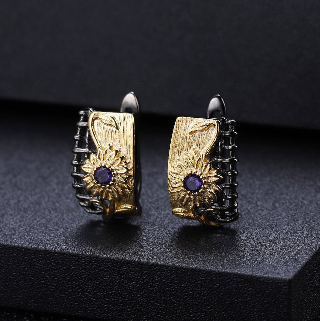 Amethyst Earrings worn for scale and styling reference