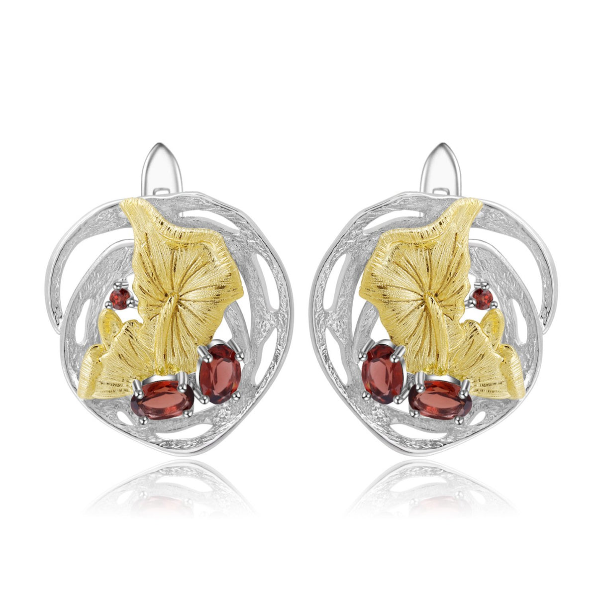 Close-up of the Natural Gemstone setting on these earrings