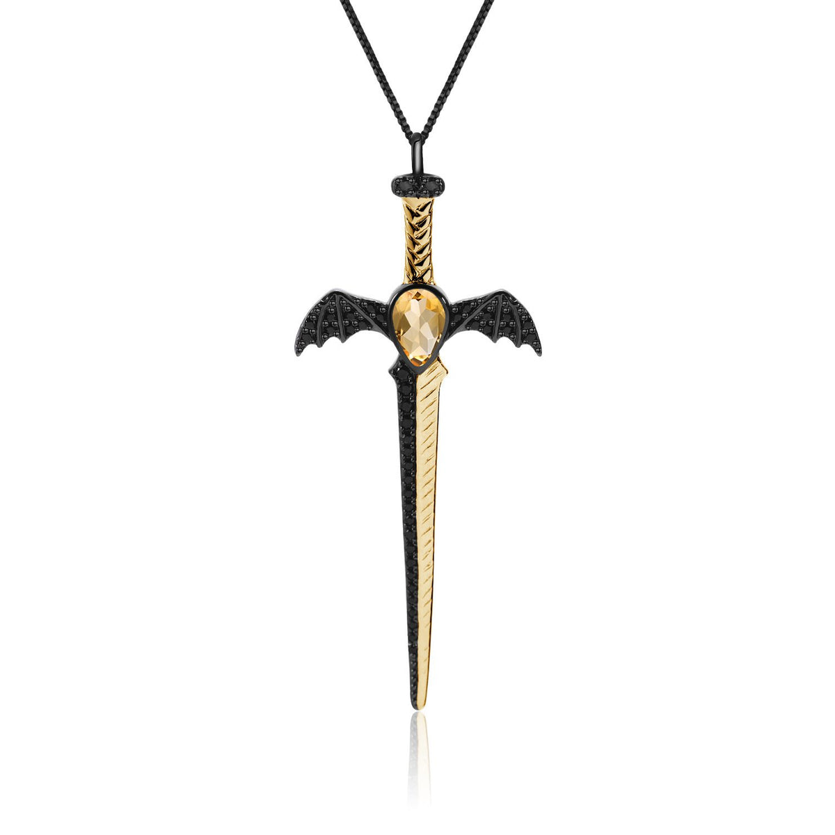 Secret Garden Elegant Black Natural Gemstone Necklace in 925 Sterling Silver