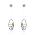 Secret Garden Designer Elegant Natural Topaz & Sapphire Earrings in 925 Sterling Silver