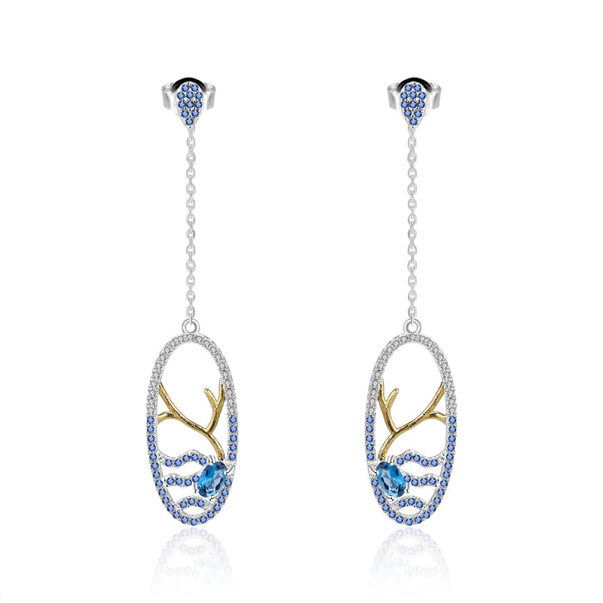Close-up of the Sapphire setting on these earrings