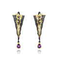Secret Garden Designer Elegant Vintage Amethyst Earrings in 925 Sterling Silver