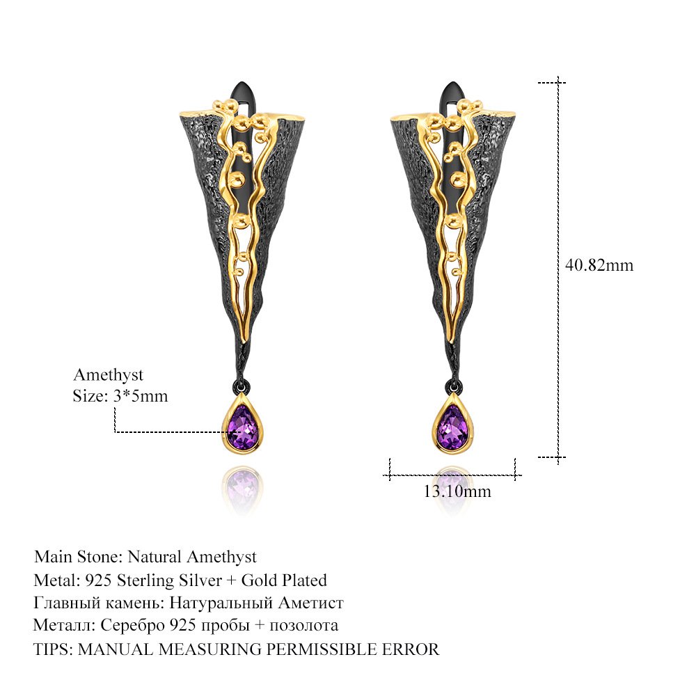 Amethyst Earrings worn for scale and styling reference