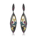 Secret Garden Designer Nature-Inspired Rose Floral Natural Rhodolite Earrings in 925 Sterling Silver