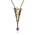 Secret Garden Designer Elegant Vintage Amethyst Necklace in 925 Sterling Silver