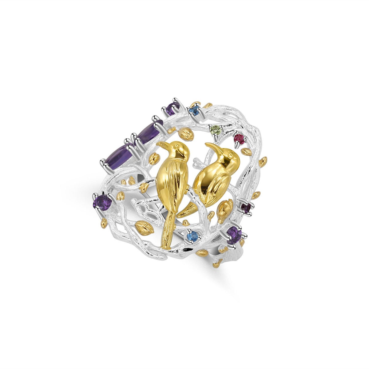 Close-up of the Natural Gemstone setting on this ring