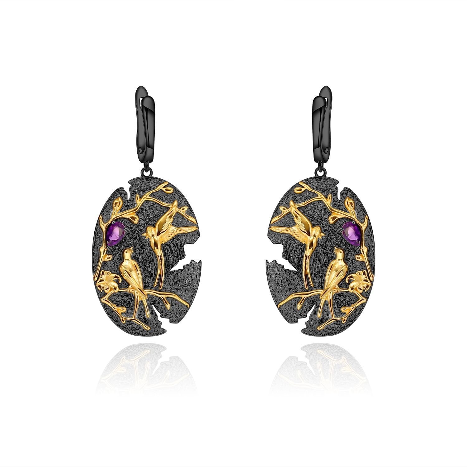 Secret Garden Elegant Amethyst Earrings in 925 Sterling Silver