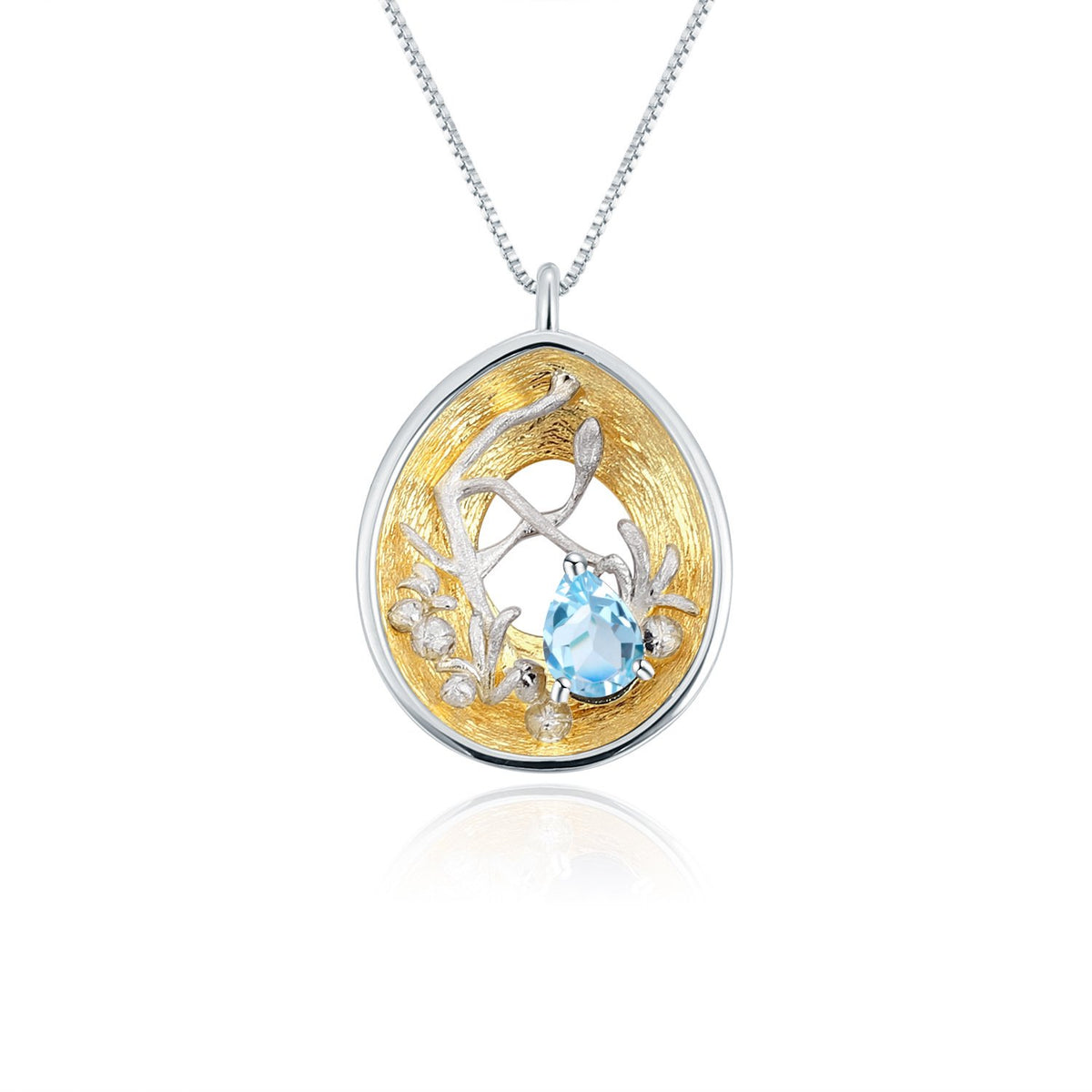 Secret Garden Designer Natural Topaz Necklace in 925 Sterling Silver