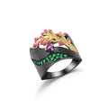 Secret Garden Designer Nature-Inspired Vintage Tree Amethyst Ring in 925 Sterling Silver