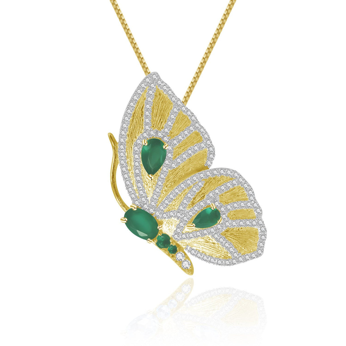 Secret Garden Elegant Butterfly Topaz & Sapphire & 2-in-1 Necklace in 925 Sterling Silver