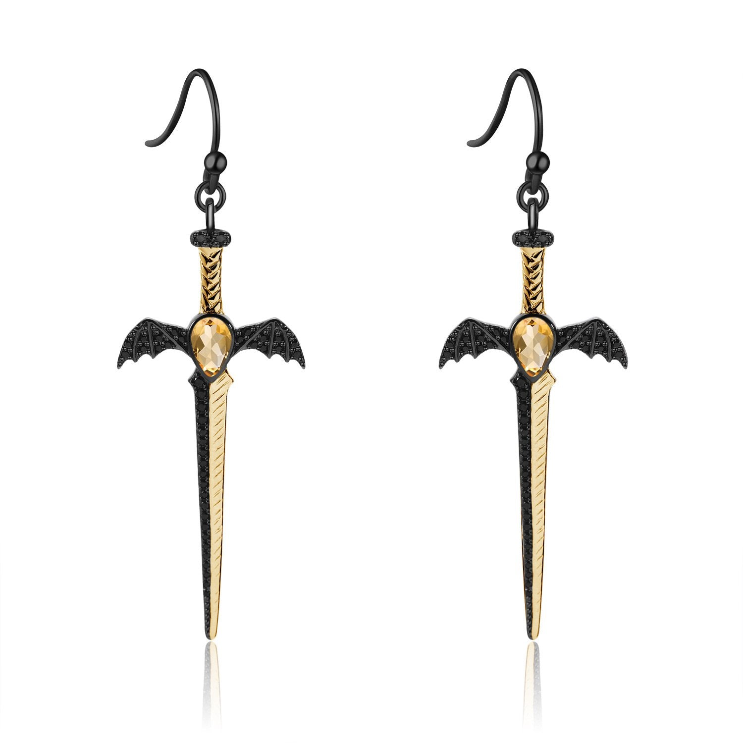 Secret Garden Elegant Natural Gemstone Black Earrings in 925 Sterling Silver