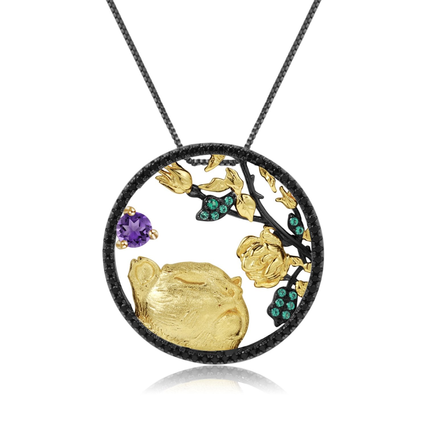 Secret Garden Natural Gemstone Necklace in 925 Sterling Silver
