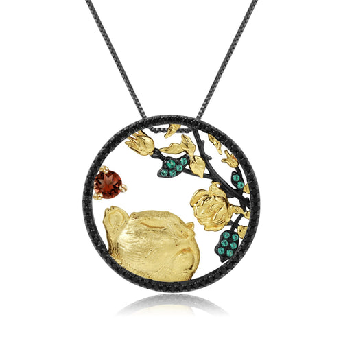 Close-up of the Natural Gemstone setting on this necklace
