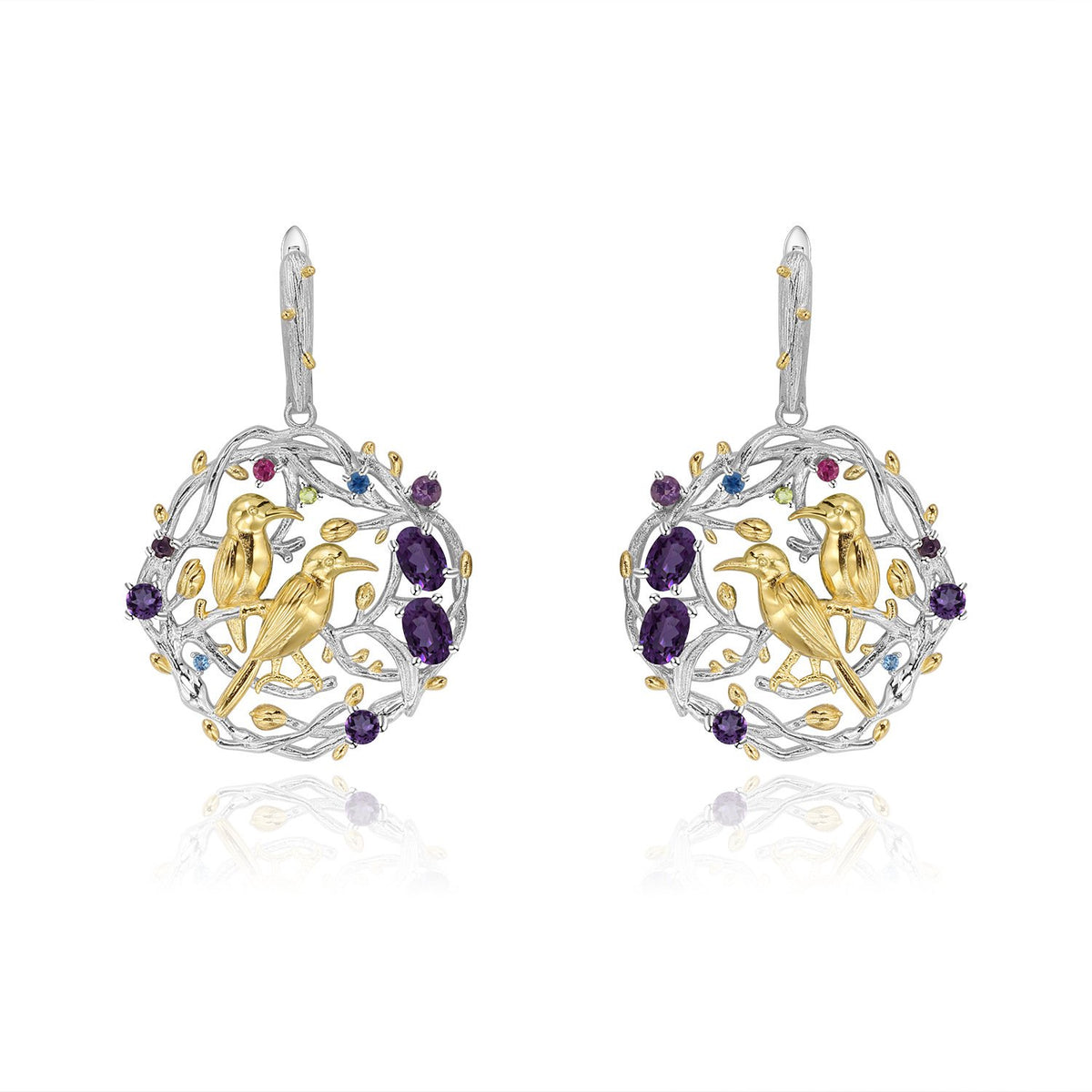 Close-up of the Natural Gemstone setting on these earrings