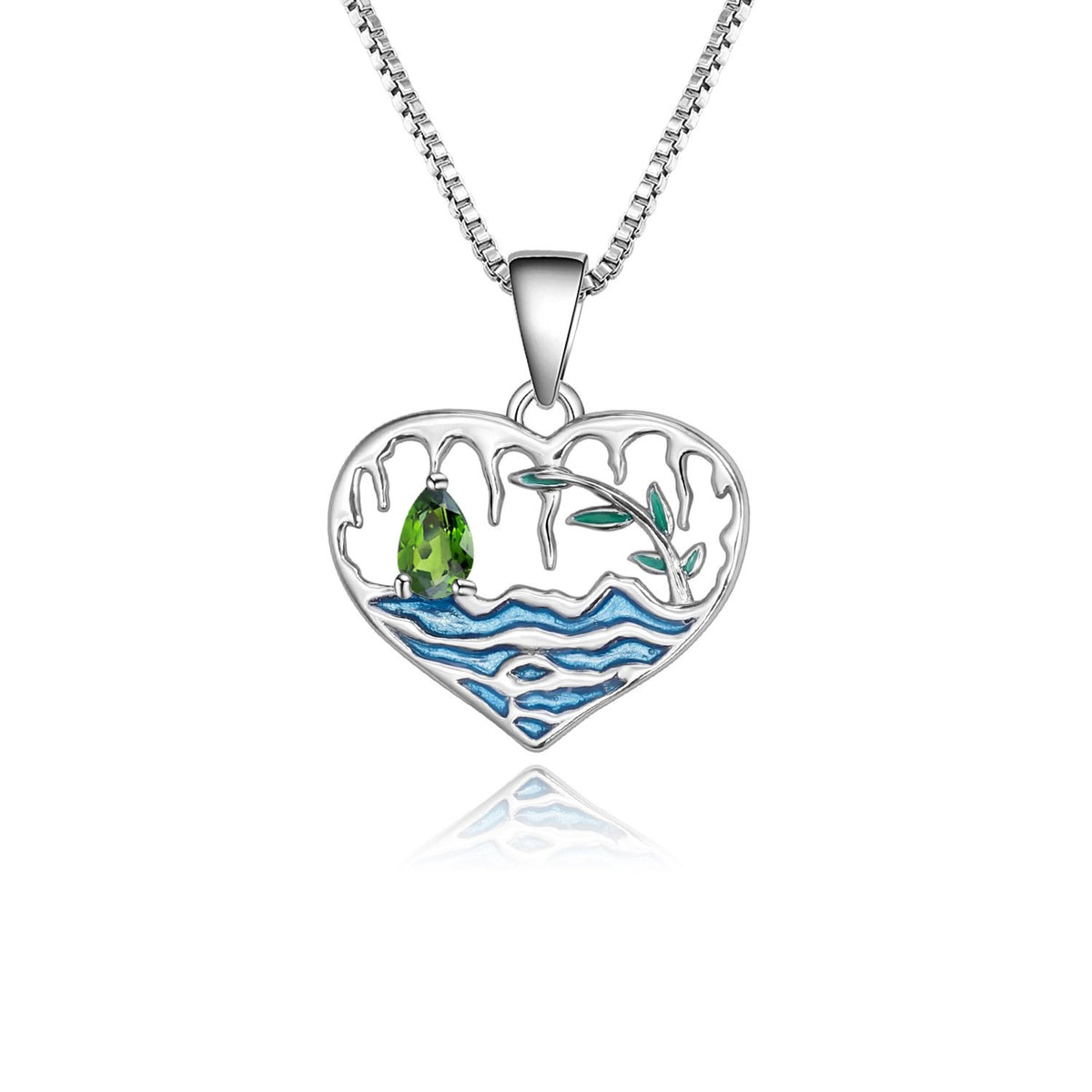 Secret Garden Designer Elegant Diopside Necklace in 925 Sterling Silver