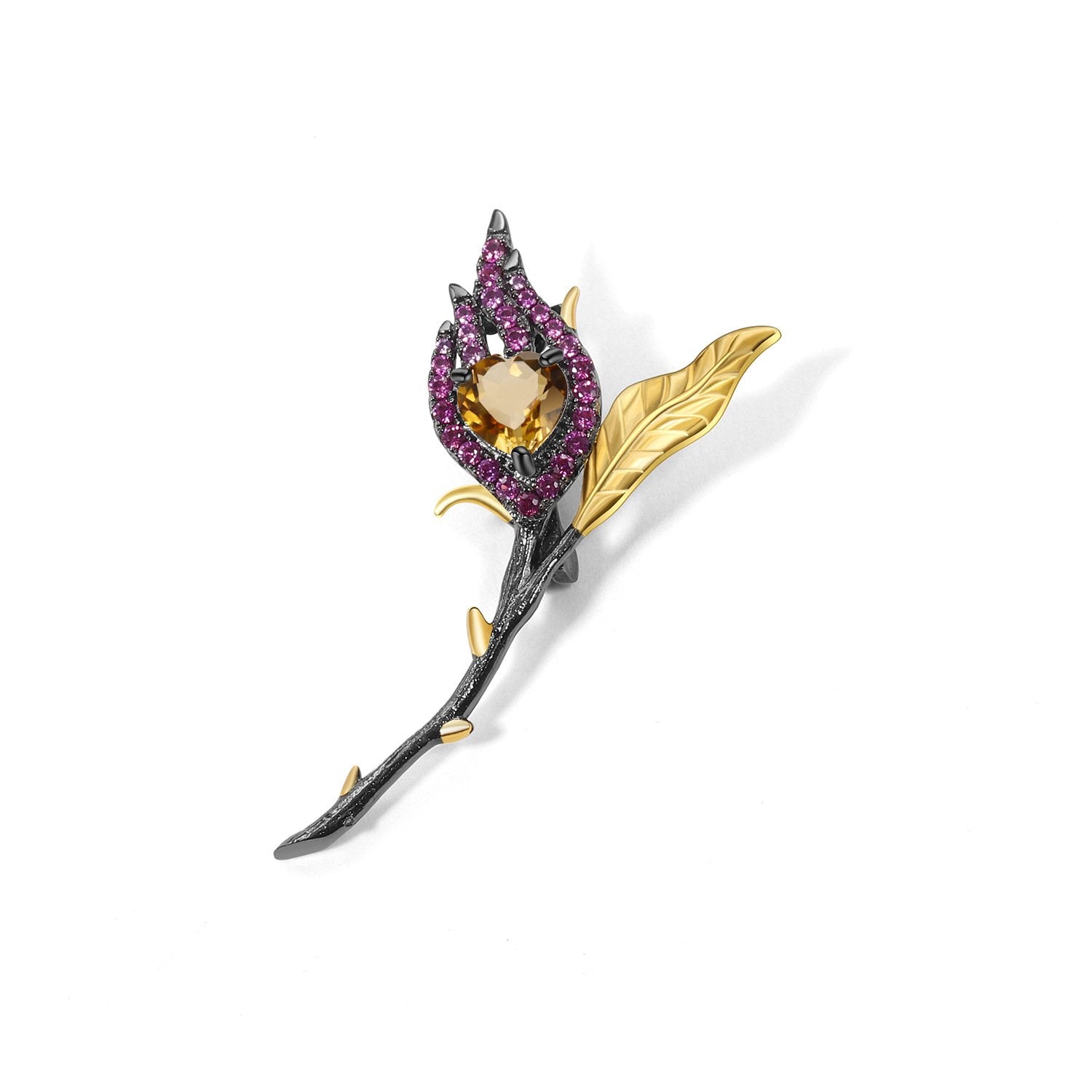 Close-up of the Natural Gemstone setting on this brooch