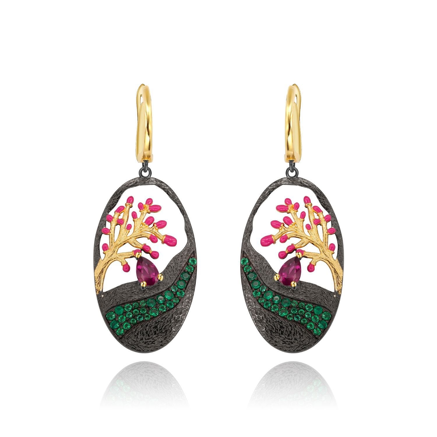 Close-up of the Natural Gemstone setting on these earrings