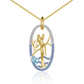 Secret Garden Designer Natural Topaz & Sapphire Necklace in 925 Sterling Silver