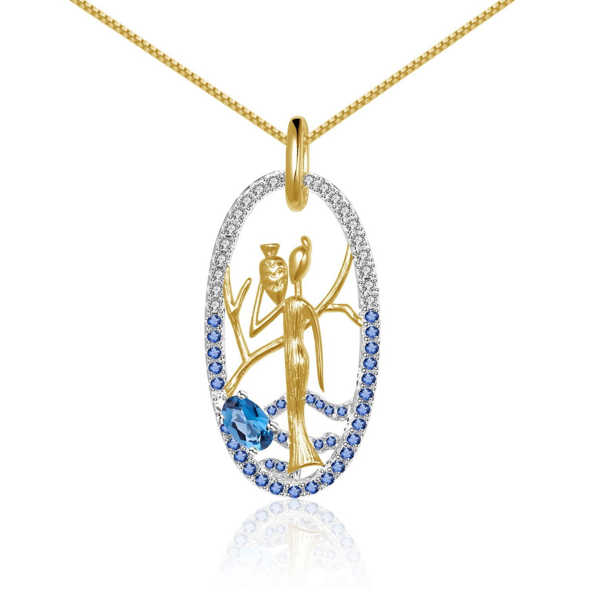 Close-up of the Sapphire setting on this necklace
