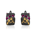 Secret Garden Nature-Inspired Elegant Rose Vintage Floral Natural Rhodolite Earrings in 925 Sterling Silver