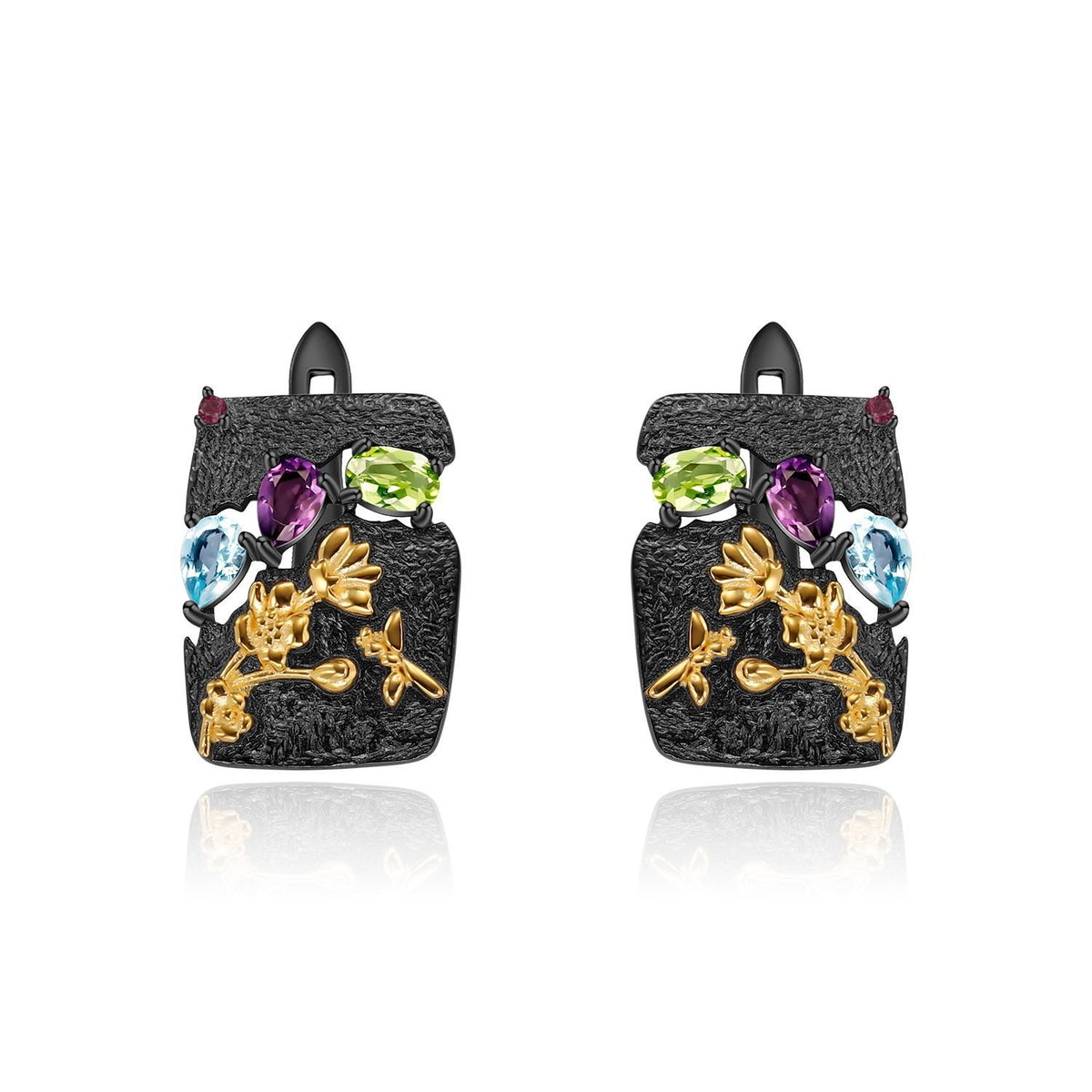 Side profile of the Rhodolite Garnet earrings