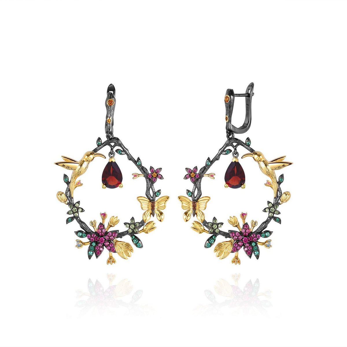 Close-up of the Amethyst setting on these earrings