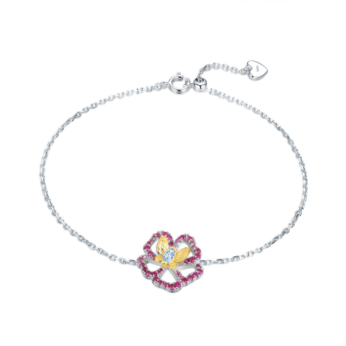 Secret Garden Elegant Floral Natural Topaz Bracelet in 925 Sterling Silver