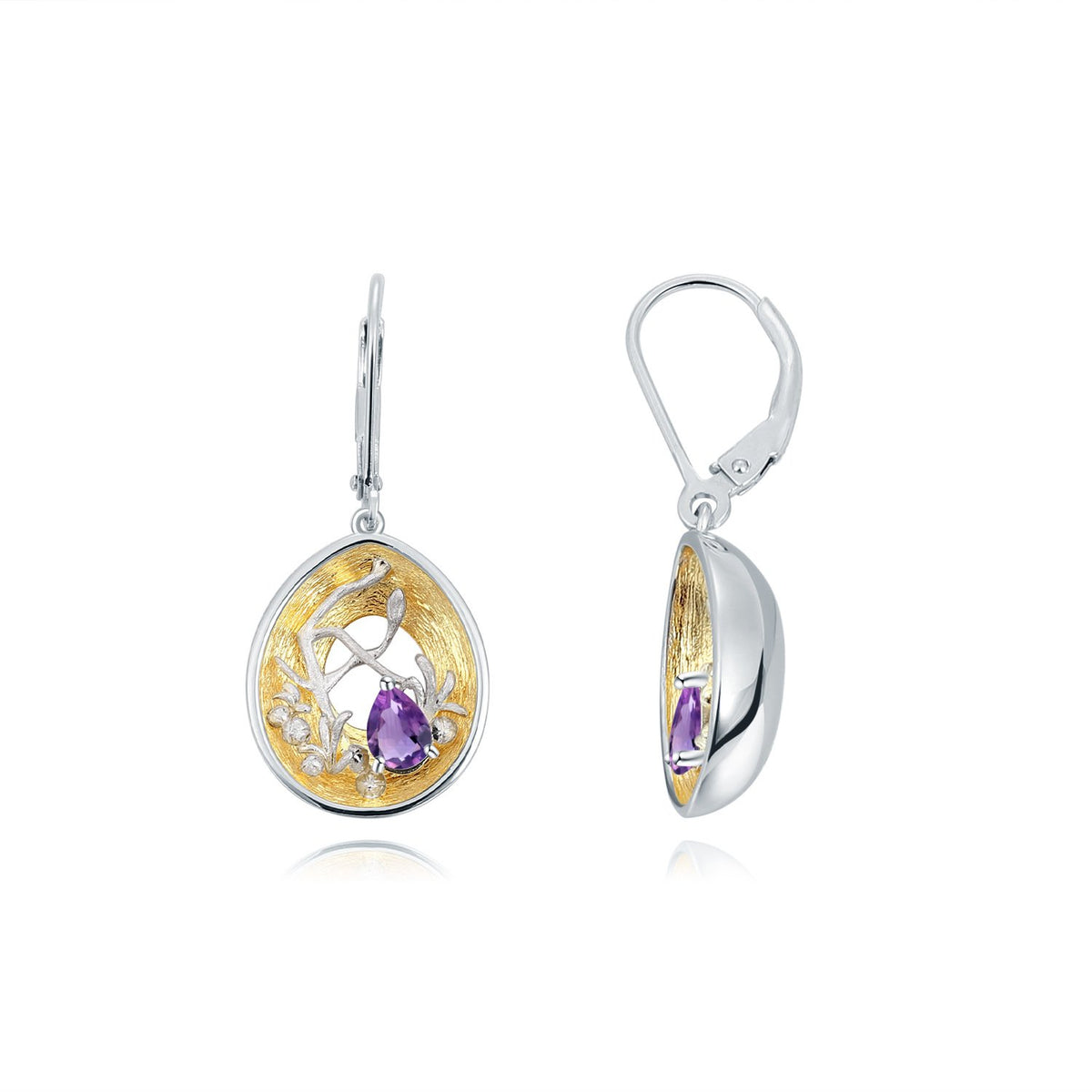 Close-up of the Topaz setting on these earrings