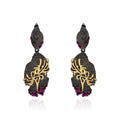 Secret Garden Elegant Rose Natural Rhodolite Earrings in 925 Sterling Silver