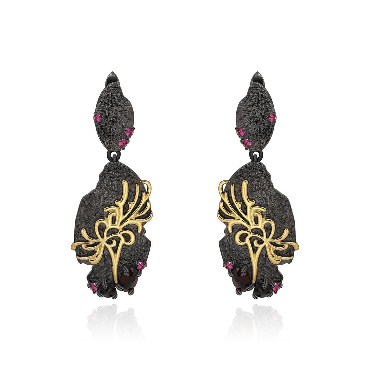 Side profile of the Rhodolite Garnet earrings