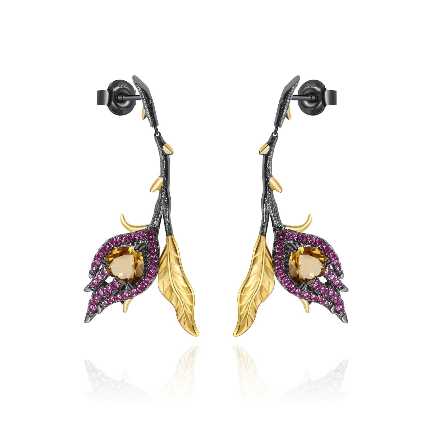Side profile of the Garnet earrings