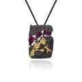 Secret Garden Designer Nature-Inspired Elegant Rose Floral Natural Rhodolite Necklace in 925 Sterling Silver