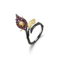 Secret Garden Designer Nature-Inspired Elegant Floral Citrine Ring in 925 Sterling Silver