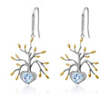 Secret Garden Designer Elegant Tree Natural Topaz Earrings in 925 Sterling Silver