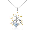Secret Garden Designer Elegant Tree Natural Topaz Necklace in 925 Sterling Silver