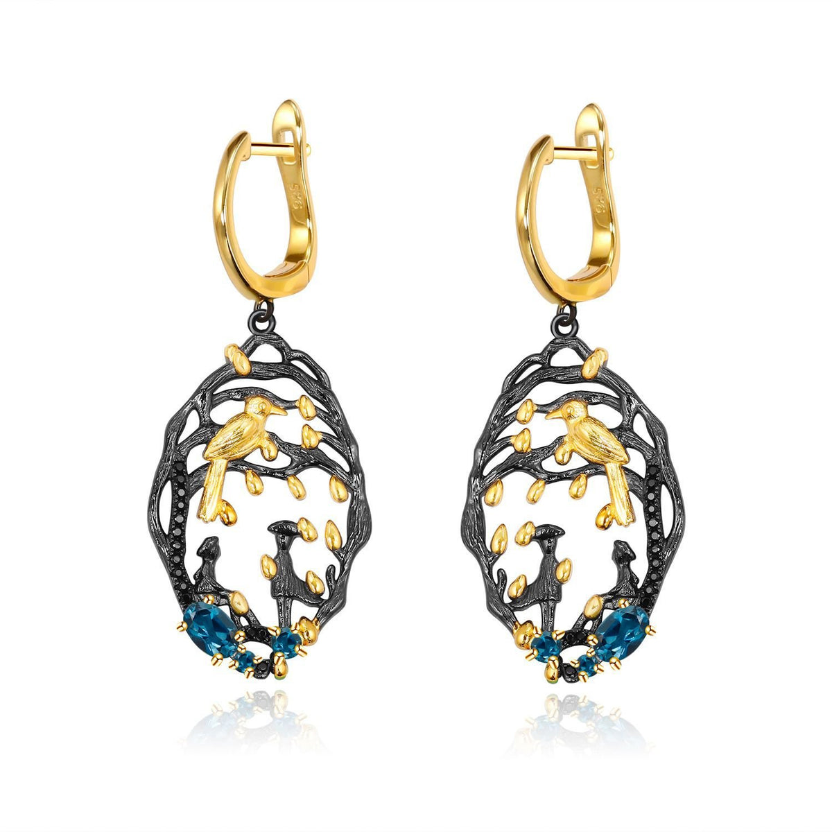 Side profile of the Garnet earrings