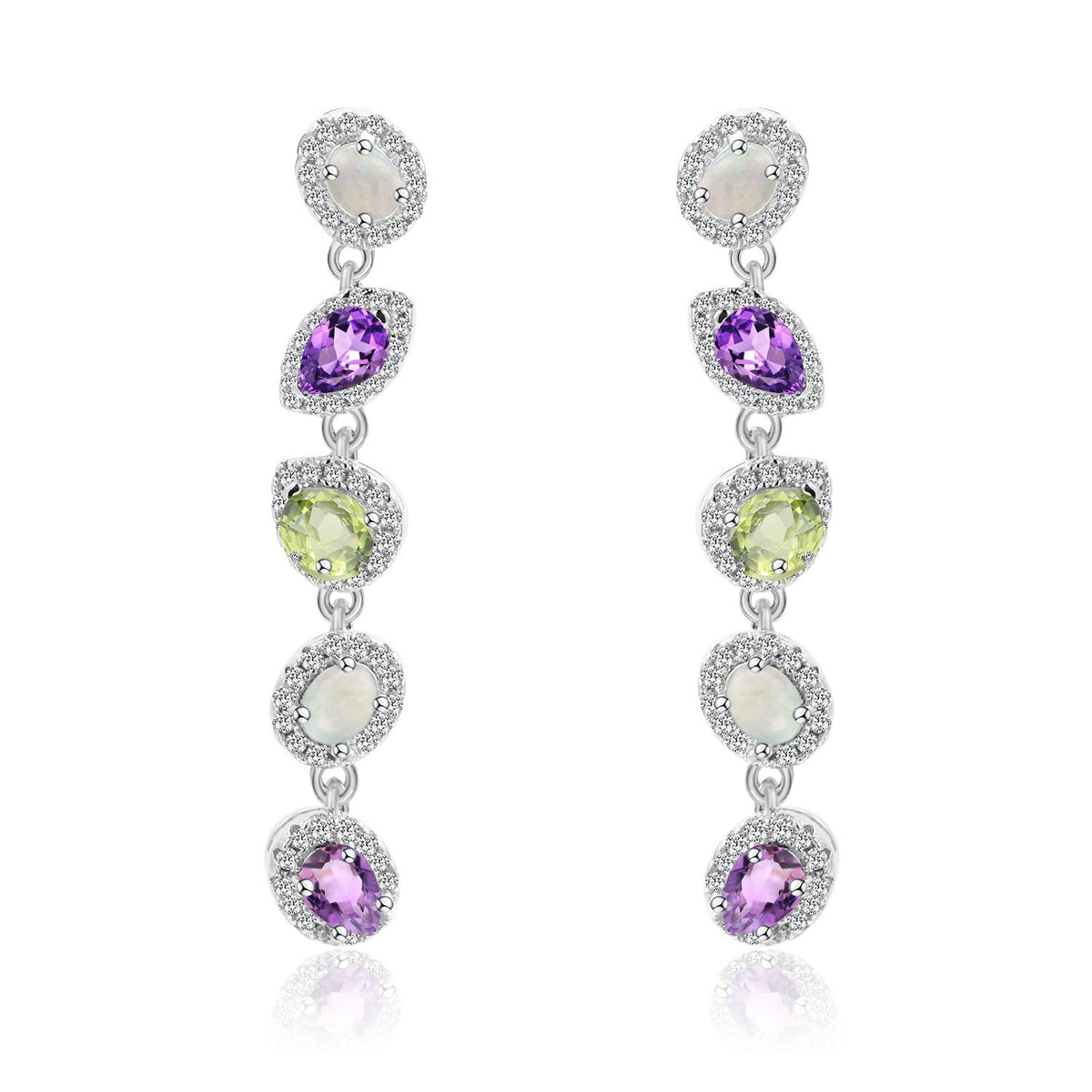 Secret Garden Elegant Luxury 925 Sterling Silver & Gemstone &  Earrings in 925 Sterling Silver