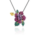Secret Garden Designer Nature-Inspired Floral Citrine & 2-in-1 Pendant in 925 Sterling Silver