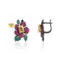 Secret Garden Designer Nature-Inspired Elegant Floral Citrine Earrings in 925 Sterling Silver