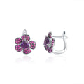 Secret Garden Nature-Inspired Floral Natural Gemstone Amethyst Earrings in 925 Sterling Silver