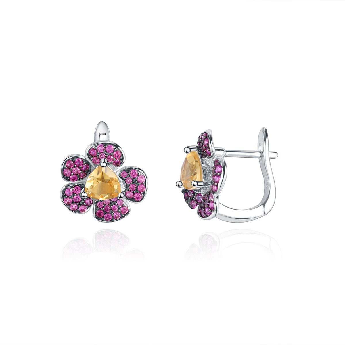Close-up of the Amethyst setting on these earrings