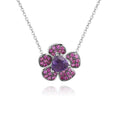 Secret Garden Designer Floral Amethyst Necklace in 925 Sterling Silver