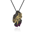 Secret Garden Elegant Rose Natural Rhodolite Necklace in 925 Sterling Silver