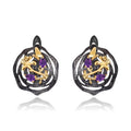 Secret Garden Designer Nature-Inspired Elegant Rose Natural Rhodolite Earrings in 925 Sterling Silver